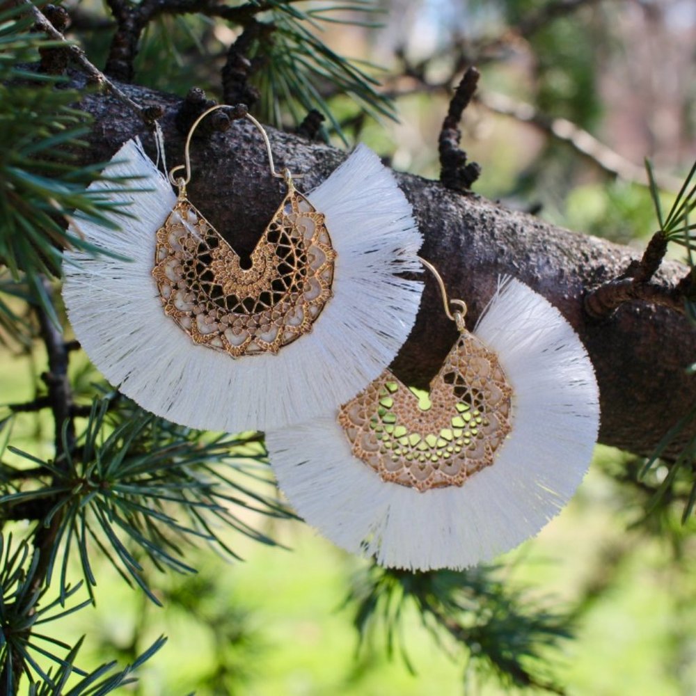 ANTHROPOLOGIE Amelia Filigree Fringe Hoop Earrings - Picture 6 of 12